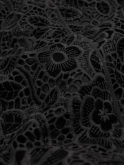 Florere Velvet Lace Puff Sleeve Midi Dress - Image 6 of 6
