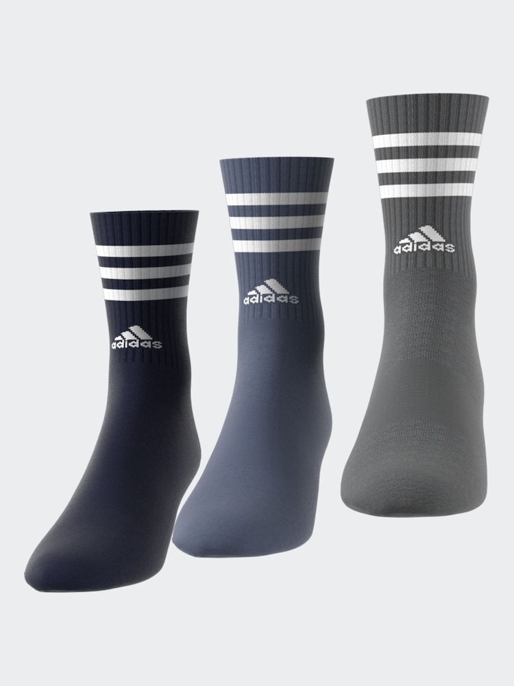 أزرق - حزمة من 3 جوارب بطول يصل إلى منتصف الساق مزينة بـ 3-خطوط من adidas - صورة 7 من 7 أزرق - حزمة من 3 جوارب بطول يصل إلى منتصف الساق مزينة بـ 3-خطوط من adidas - صورة 7 من 7