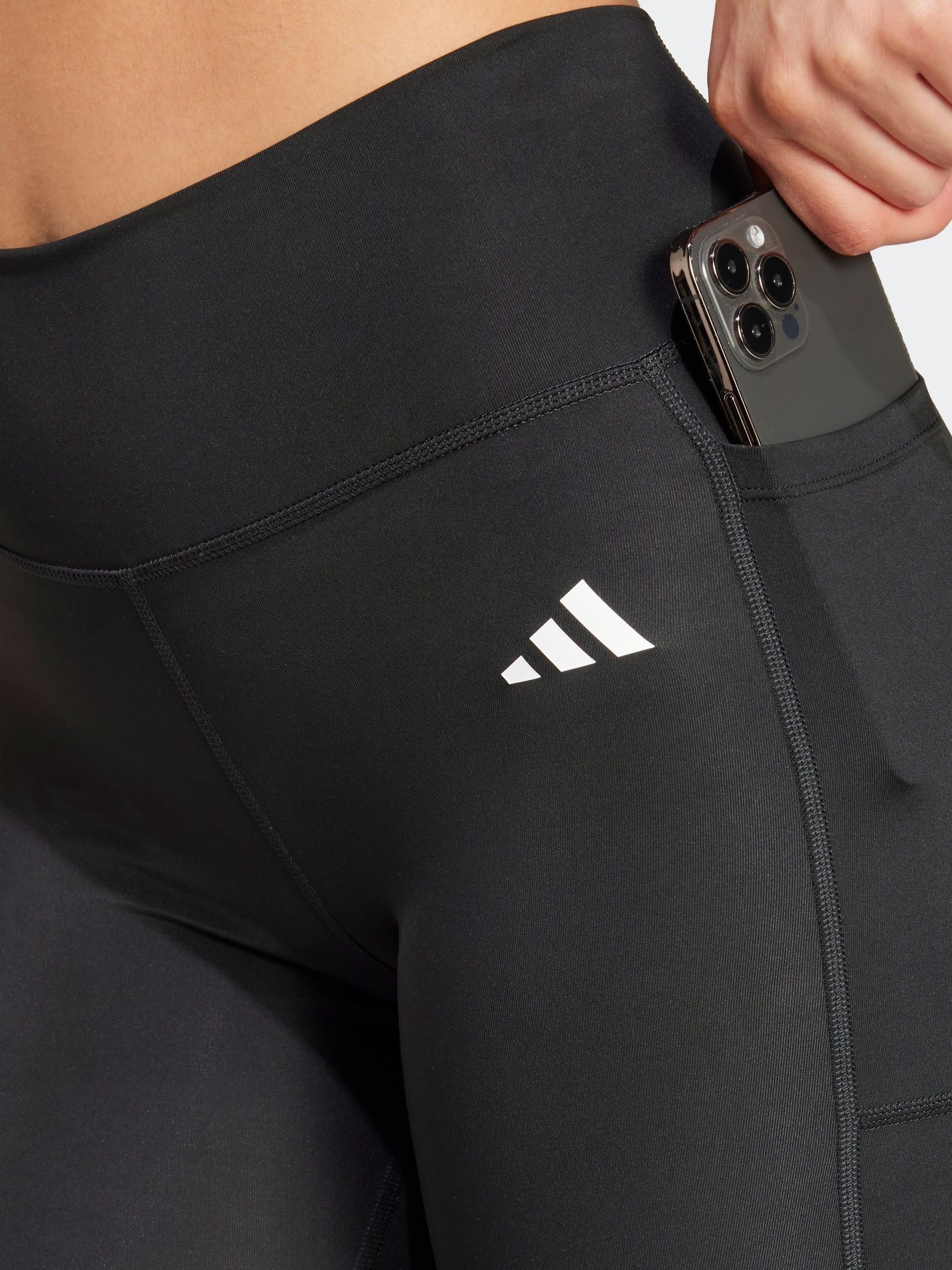 Buy adidas Black Optime Essentials Stash Pocket Full Length