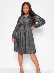 Yours Curve Black Limited Crinkle Dress - Image 1 of 4