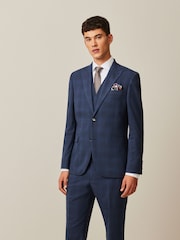 Bleu - Veste de costume slim à carreaux audacieuse - Image 1 de 11
