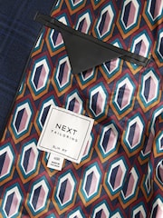 Bleu - Veste de costume slim à carreaux audacieuse - Image 10 de 11