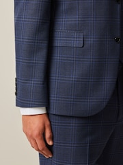 Bleu - Veste de costume slim à carreaux audacieuse - Image 6 de 11