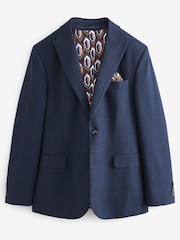 Bleu - Veste de costume slim à carreaux audacieuse - Image 7 de 11