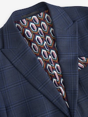 Bleu - Veste de costume slim à carreaux audacieuse - Image 8 de 11