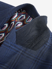 Bleu - Veste de costume slim à carreaux audacieuse - Image 9 de 11
