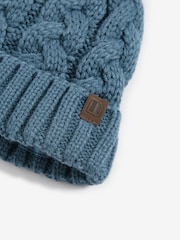 Mineral Blue Knitted Cable Pom Hat (1-16yrs) - Image 2 of 2