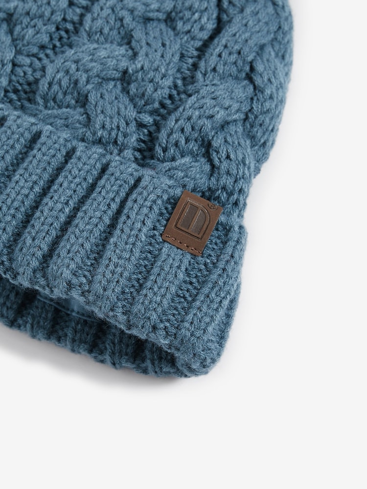 Mineral Blue Knitted Cable Pom Hat (1-16yrs) - Image 2 of 2