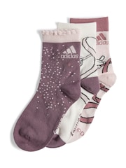 adidas Pink Disney Minnie Mouse Socks 3 Pack - Image 2 of 4