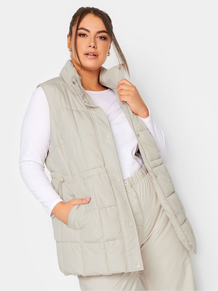 Yours Curve Cream Lightweight Quilted Gilet - Image 1 of 5