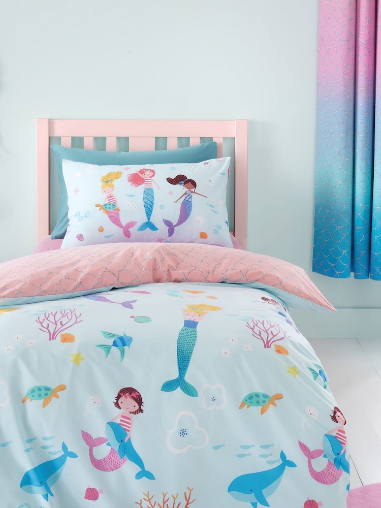 Catherine Lansfield Mermaid Reversible Duvet Cover Set - Imaginea 1 din 4