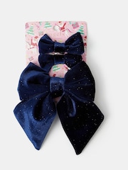 Angels By Accessorize Blue Velvet Bow Hair Clips 3-Pack - Image 1 of 2