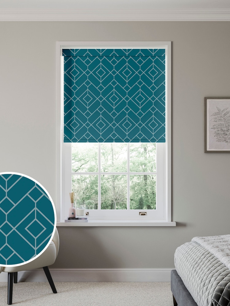 Green Lattice Geo Made to Measure Roller Blind - Image 1 of 6