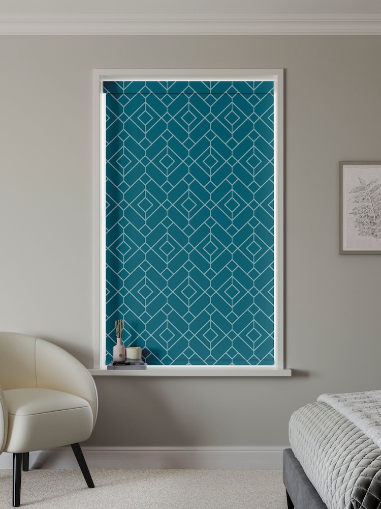 Green Lattice Geo Made to Measure Roller Blind - Image 2 of 6