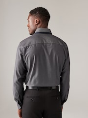 Grey Double Collar Regular Fit Trimmed Formal 100% Cotton Oxford Shirt - Image 2 of 9
