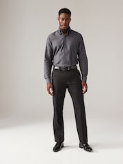 Grey Double Collar Regular Fit Trimmed Formal 100% Cotton Oxford Shirt - Image 3 of 9