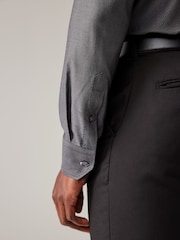 Grey Double Collar Regular Fit Trimmed Formal 100% Cotton Oxford Shirt - Image 6 of 9