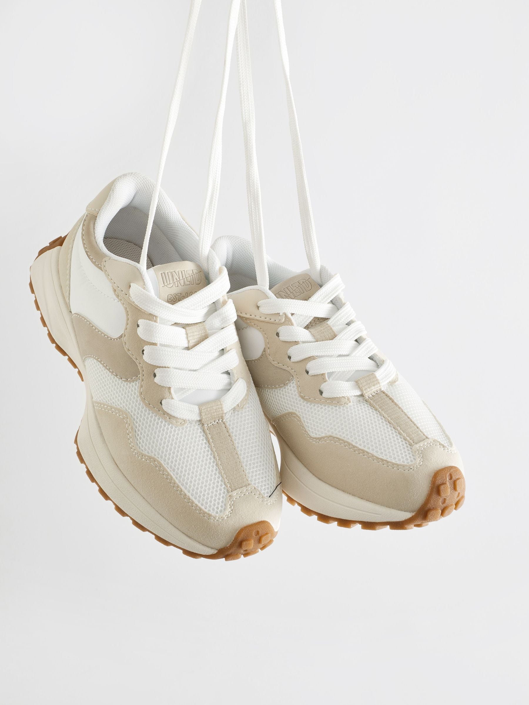 Buy White Neutral Lace Up Chunky Trainers from Next United Arab Emirates