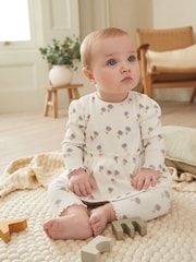 Blue/White Daisy Peplum Baby Top And Leggings Set - Image 2 of 11