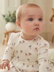 Blue/White Daisy Peplum Baby Top And Leggings Set - Image 3 of 11