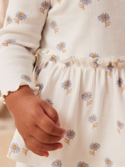 Blue/White Daisy Peplum Baby Top And Leggings Set - Image 6 of 11