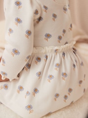 Blue/White Daisy Peplum Baby Top And Leggings Set - Image 8 of 11