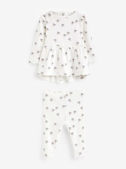 Blue/White Daisy Peplum Baby Top And Leggings Set - Image 9 of 11