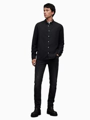 AllSaints Black Laguna Shirt With Linen - Image 2 of 5