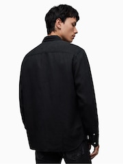 AllSaints Black Laguna Shirt With Linen - Image 3 of 5