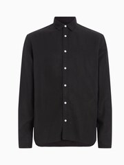 AllSaints Black Laguna Shirt With Linen - Image 5 of 5