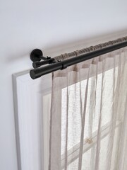 Black Extendable Double Curtain & Voile Pole Kit - Image 2 of 4