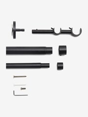Black Extendable Double Curtain & Voile Pole Kit - Image 4 of 4