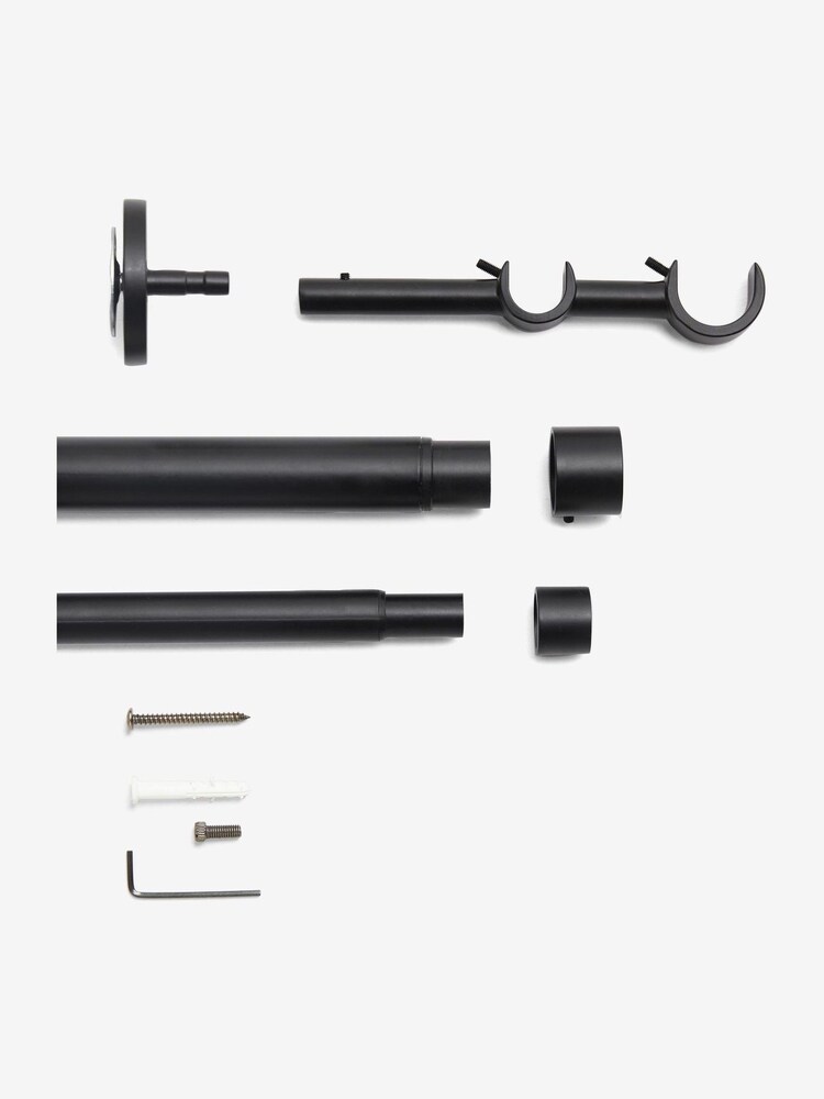 Black Extendable Double Curtain & Voile Pole Kit - Image 4 of 4 Black Extendable Double Curtain & Voile Pole Kit - Image 4 of 4