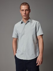 White/Green Textured Short Sleeve Shirt - Image 1 of 8