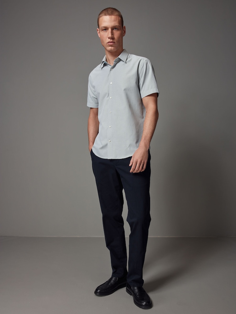 White/Green Textured Short Sleeve Shirt - Image 2 of 8