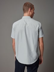 White/Green Textured Short Sleeve Shirt - Image 3 of 8
