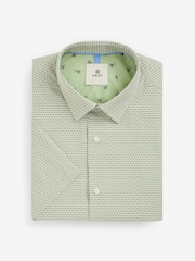 White/Green Textured Short Sleeve Shirt - Image 6 of 8