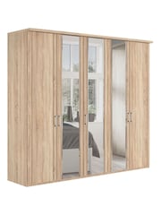 Wiemann Natural Torquay Wood and Mirror Semi Fitted 5 Door Wardrobe - Image 2 of 4