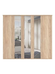 Wiemann Natural Torquay Wood and Mirror Semi Fitted 5 Door Wardrobe - Image 3 of 4