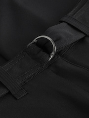 Black Smart Belted Wide Leg Cargo Trousers - Image 6 of 6