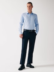 Blue Textured Trimmed Single Cuff Formal Shirt - Image 2 of 6