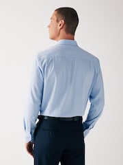 Blue Textured Trimmed Single Cuff Formal Shirt - Image 3 of 6