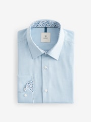 Blue Textured Trimmed Single Cuff Formal Shirt - Image 6 of 6