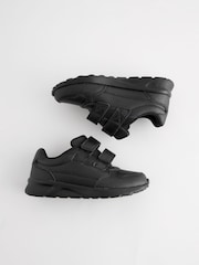Black Wide Fit (G) Touch Fastening Leather School Shoes - Image 3 of 6