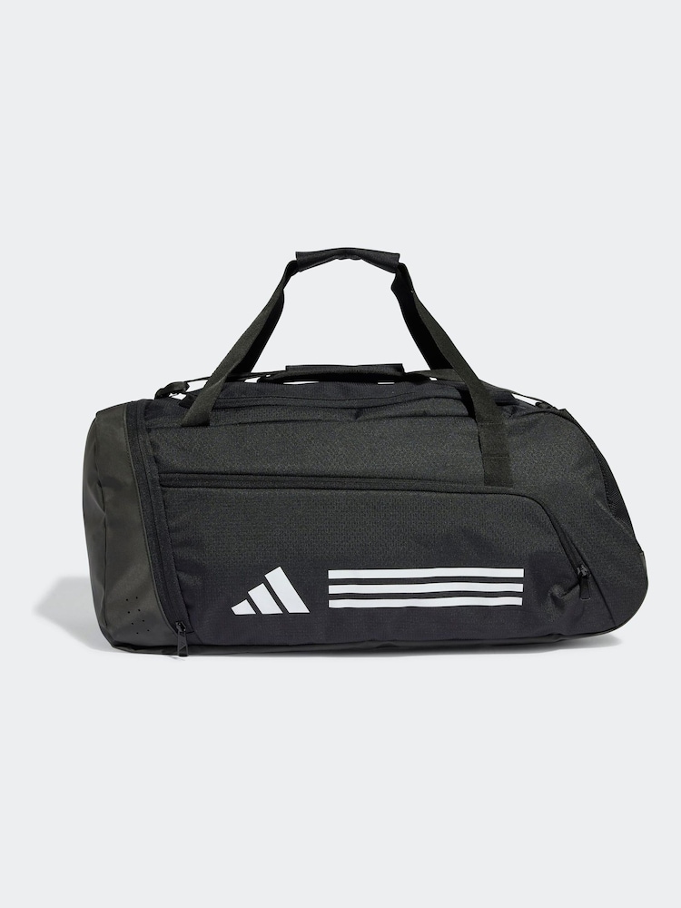 أسود - حقيبة Duffel من قماش خشن بتصميم 3 خطوط من تشكيلة Essentials من Adidas - صورة 1 من 7