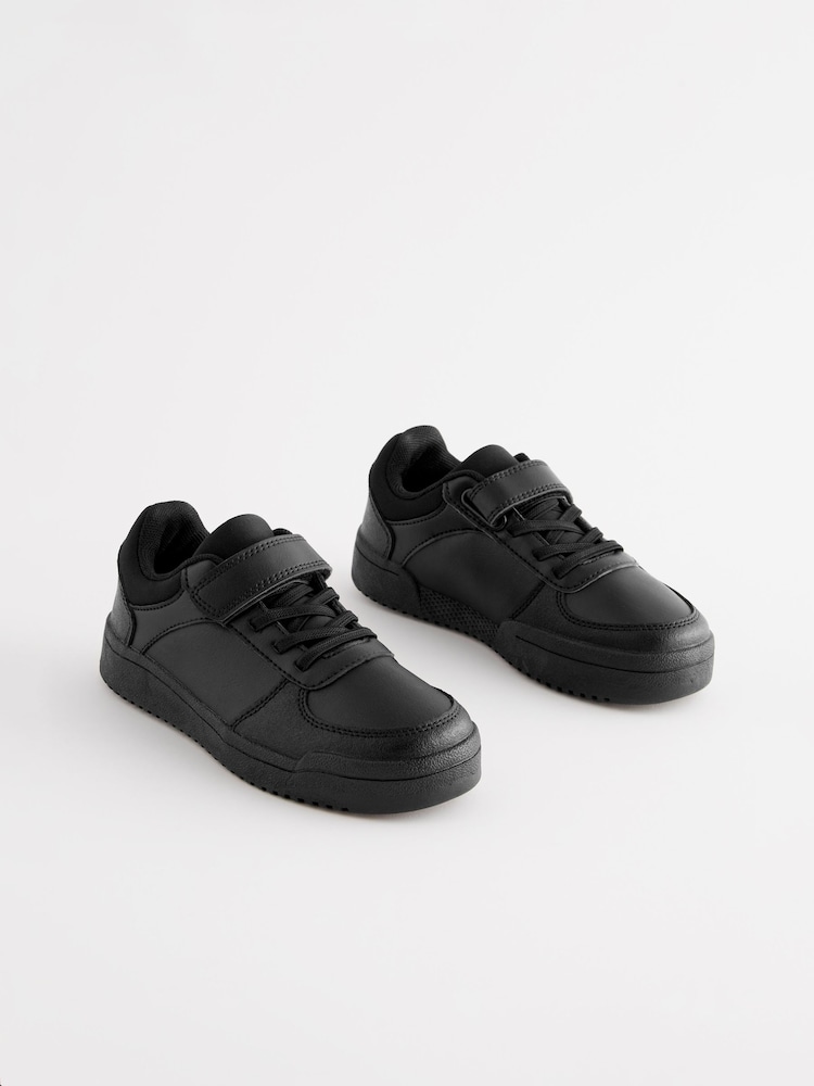 Black Standard Fit (F) School Elastic Lace Shoes - Image 1 of 5