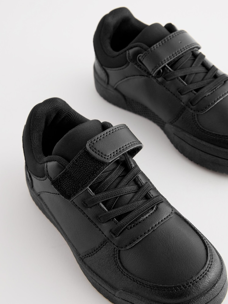 Black Standard Fit (F) School Elastic Lace Shoes - Image 3 of 5