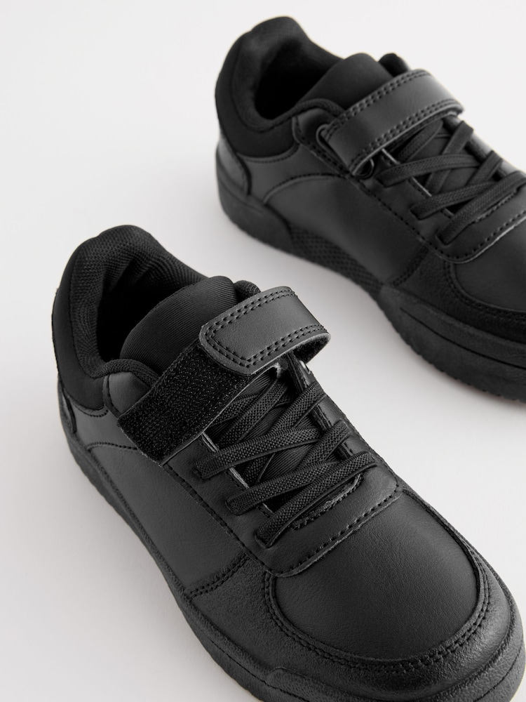 Black Wide Fit (G) School Elastic Lace Shoes - Image 3 of 5