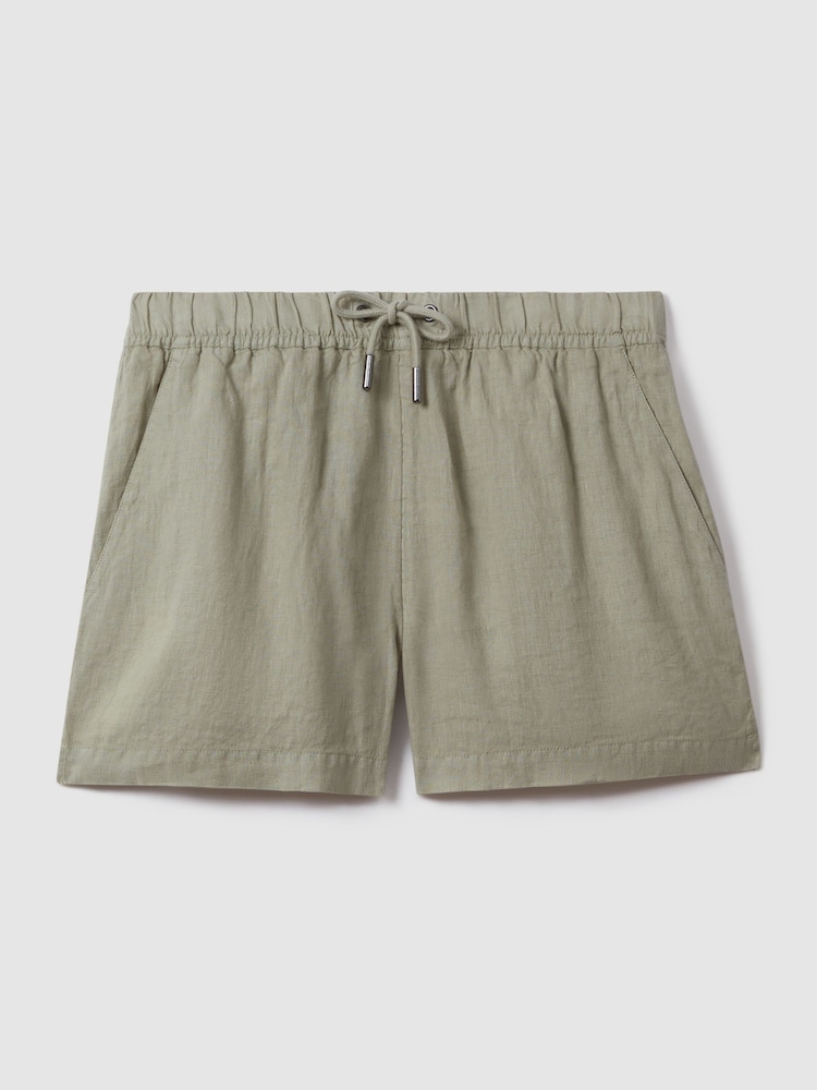 Reiss Sage Cleo Linen Garment Dyed Drawstring Shorts - Image 2 of 6