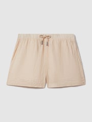 Reiss Peach Cleo 100% Linen Garment Dyed Drawstring Shorts - Image 2 of 5